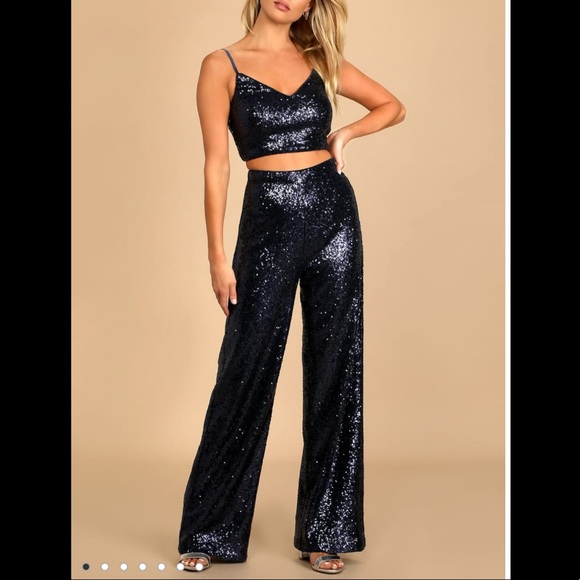 Lulus Other - Lulus Sequin Navy Two Piece Set